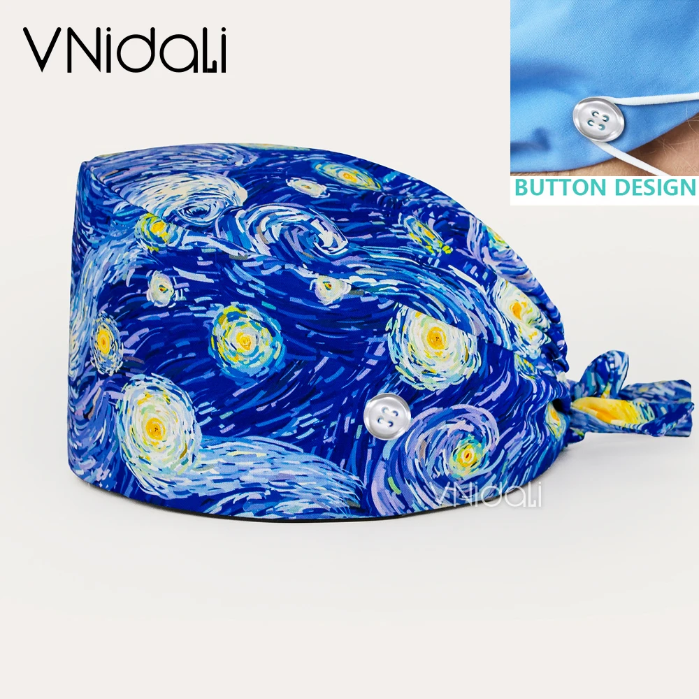 Surgical Mask - Print Scrubs Hats Laboratory Operator Cap