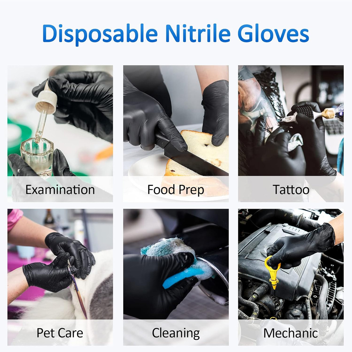 10/50 Pcs Disposable Black Nit - огляд і ціна Medical Gloves